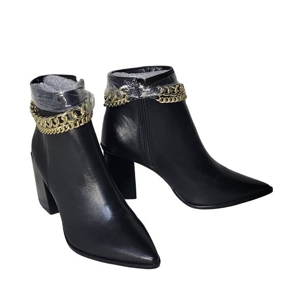 Steve Madden Perlina Black Leather Chain Ankle Boots, NWT, NIB, Size 8.5 - Picture 2 of 15
